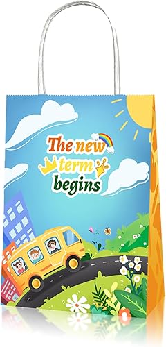 Miniatura 7 de CRAWPROP 12 bolsas de regalo para el regreso a clases, suministros de fiesta, bolsas de envoltura para el primer día de escuela, decoración de