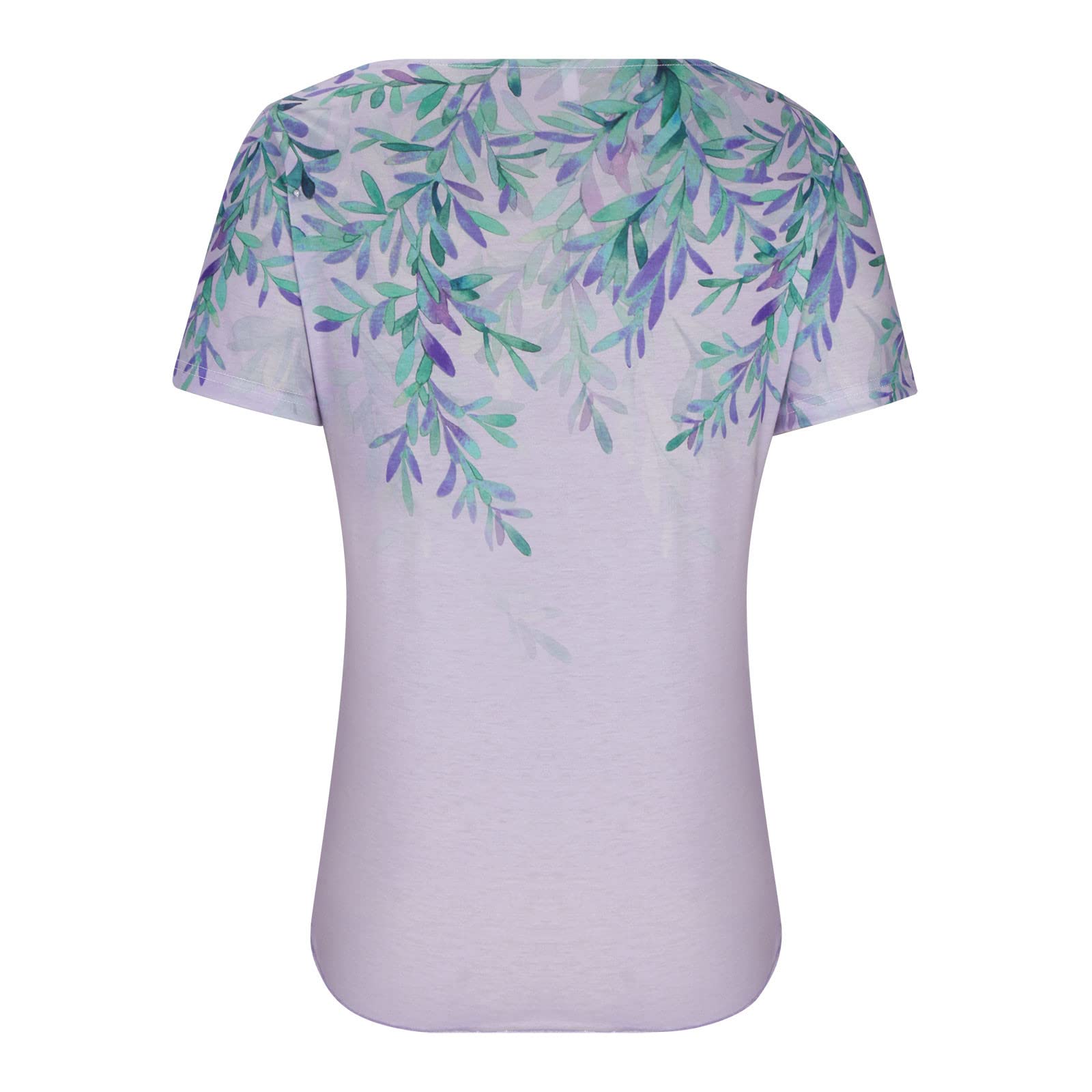 EMATOP Tunika Damen Sommer Elegante Tshirt Sport Baumwolle Bluse Longshirt Locker Rundhals Oberteile Vintage Neue Drucke Kurzarm Tops Mode Asymmetrischer Saum Sommershirts Bequem Longbluse