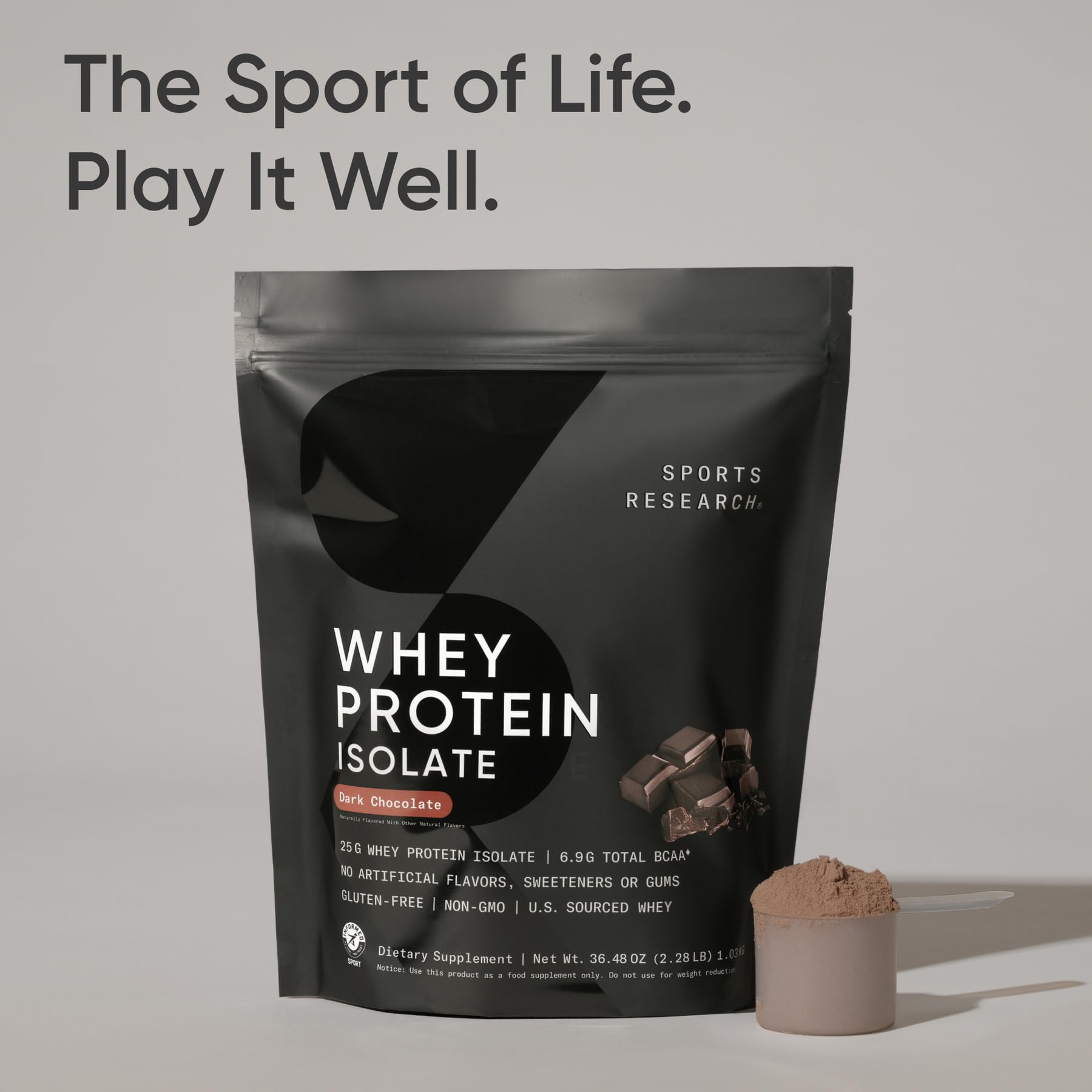 Sports Research® Whey Protein Isolate Powder, Dark Chocolate (2lb Bag) — Amazon image 6