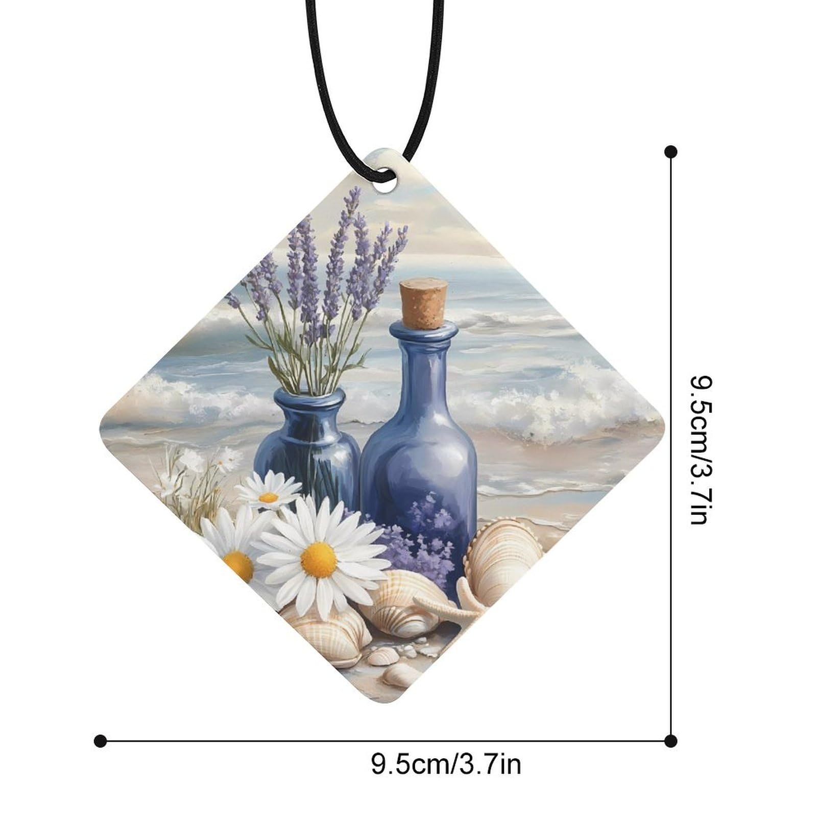 Beach Ocean Flower Starfish Car Air Freshener Hanging Aromatherapy Tablets for Car Accessories Rhombus
