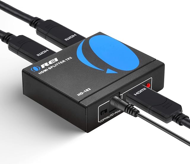OREI HDMI Splitter 1 in 2 Out 4K - 1x2 HDMI Display Duplicate/Mirror - Powered Splitter Full HD 1080P, 4K @ 30Hz (One Input To Two Outputs) - USB Cable Included - 1 Source to 2 Identical Displays