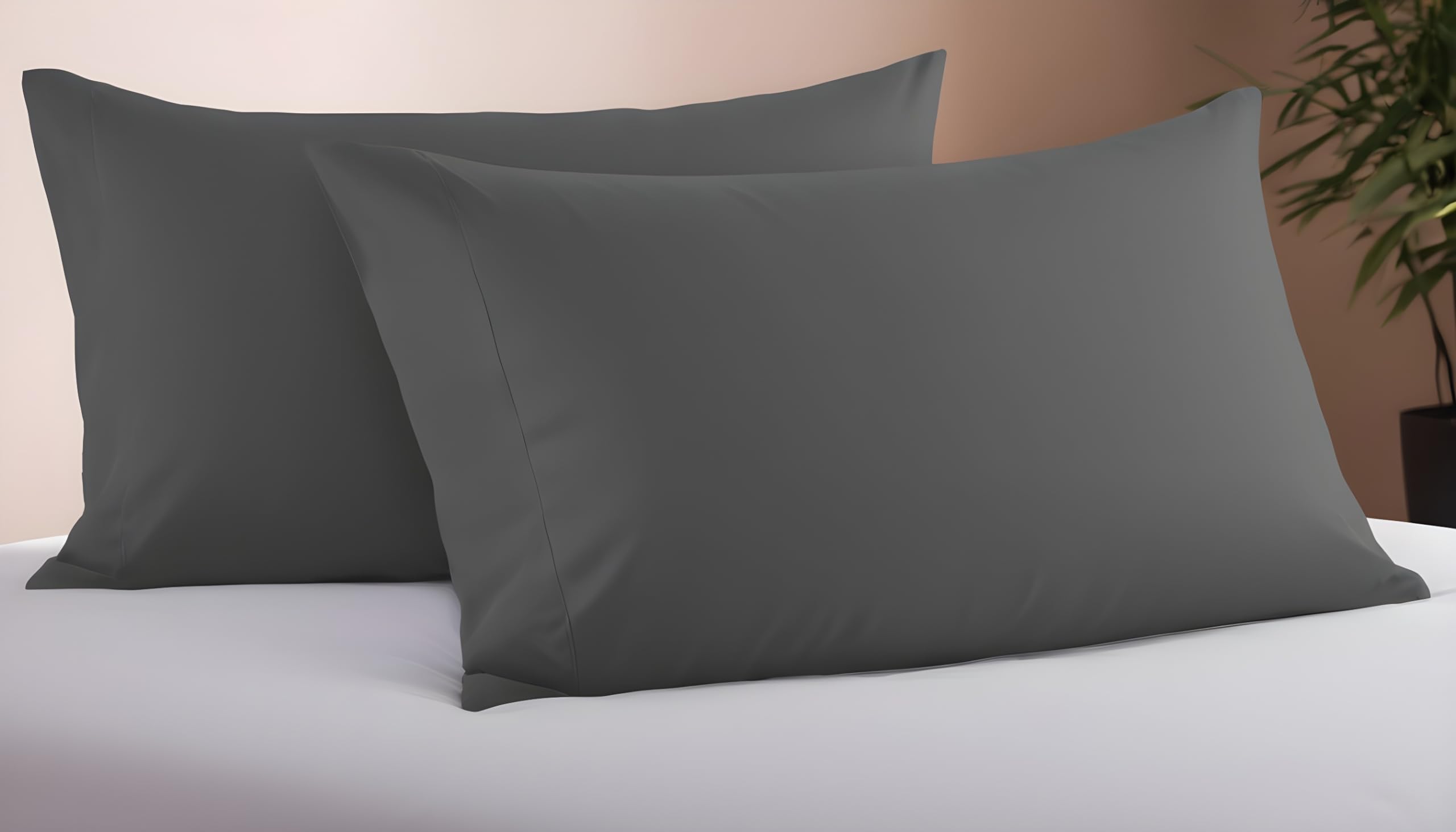 Premium Grey Queen Pillow Cases 2 Piece Set -1800 Thread Count Series -Luxuriously Soft Brushed Microfiber Material (20x30 inches) - Wrinkle-Free, Easy Care, and Fade-Resistant by Apexx Linen