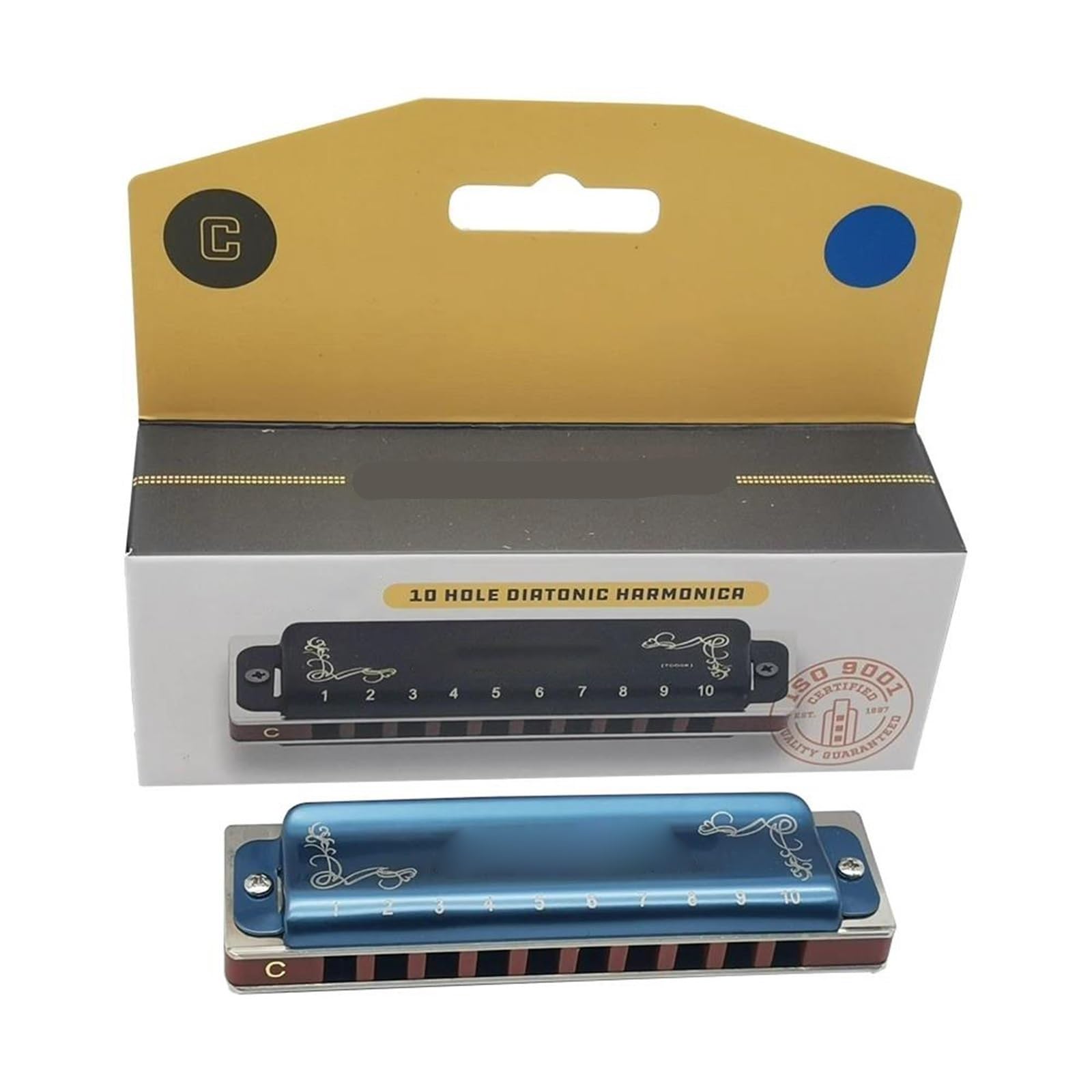 principianti armonica Armonica Blues A 10 Fori Armonica Blues Diatonica Con Custodia/Armonica Più Professionale Per Giocatori Principianti Adulti(Blue)