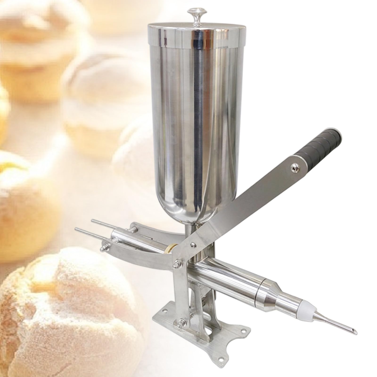 GwlThixion Manual Donut Filler Machine 5L, Manual Donut Jelly Filler Injector Machine with 4 Filling Pipes, for Cream, Jam, Paste in Bakeries, Restaurants, Cafe, Dessert Shops CT-03