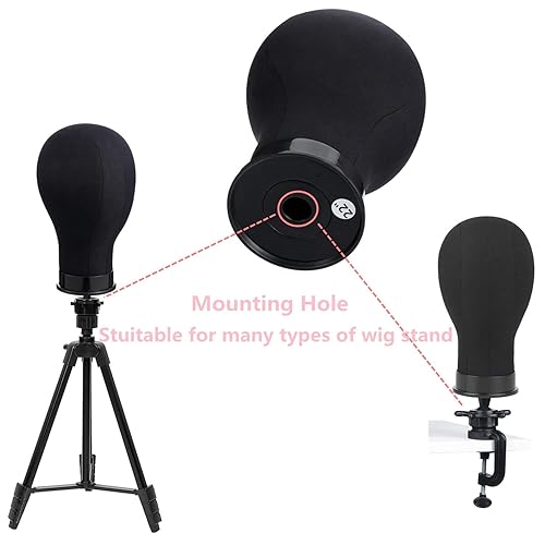 Miniatura 9 de Cabeza de peluca de lona de 22 pulgadas, soporte de peluca con cabeza de maniquí de 55 pulgadas, trípode con cabeza de maniquí con cabeza de maniquí