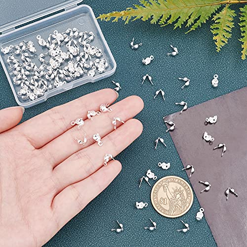 UNICRAFTALE about 100pcs Silver Bead Tip Knot Covers Stainless Steel Calotte Ends Dia Open Clamshell Knot Covers Fold-Over Bead Tips 1.5mm Small Hole End Caps for DIY Bracelet Jewelry Making - Image 3
