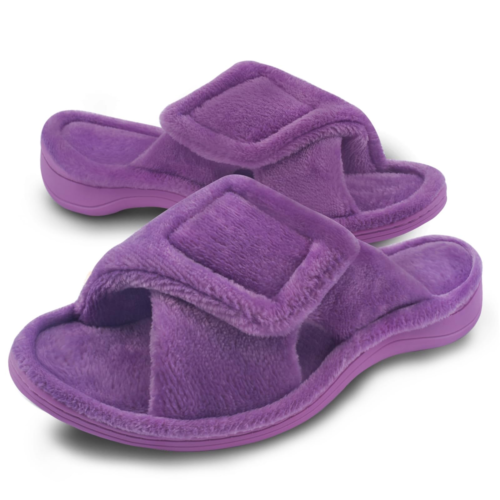 Git-up Zapatillas de Estar por Casa para Mujer Espuma de Memoria con Soporte del arco Gancho y bucle Diabético Amplio Punta abierta Zapatos de Casa Interior Exterior