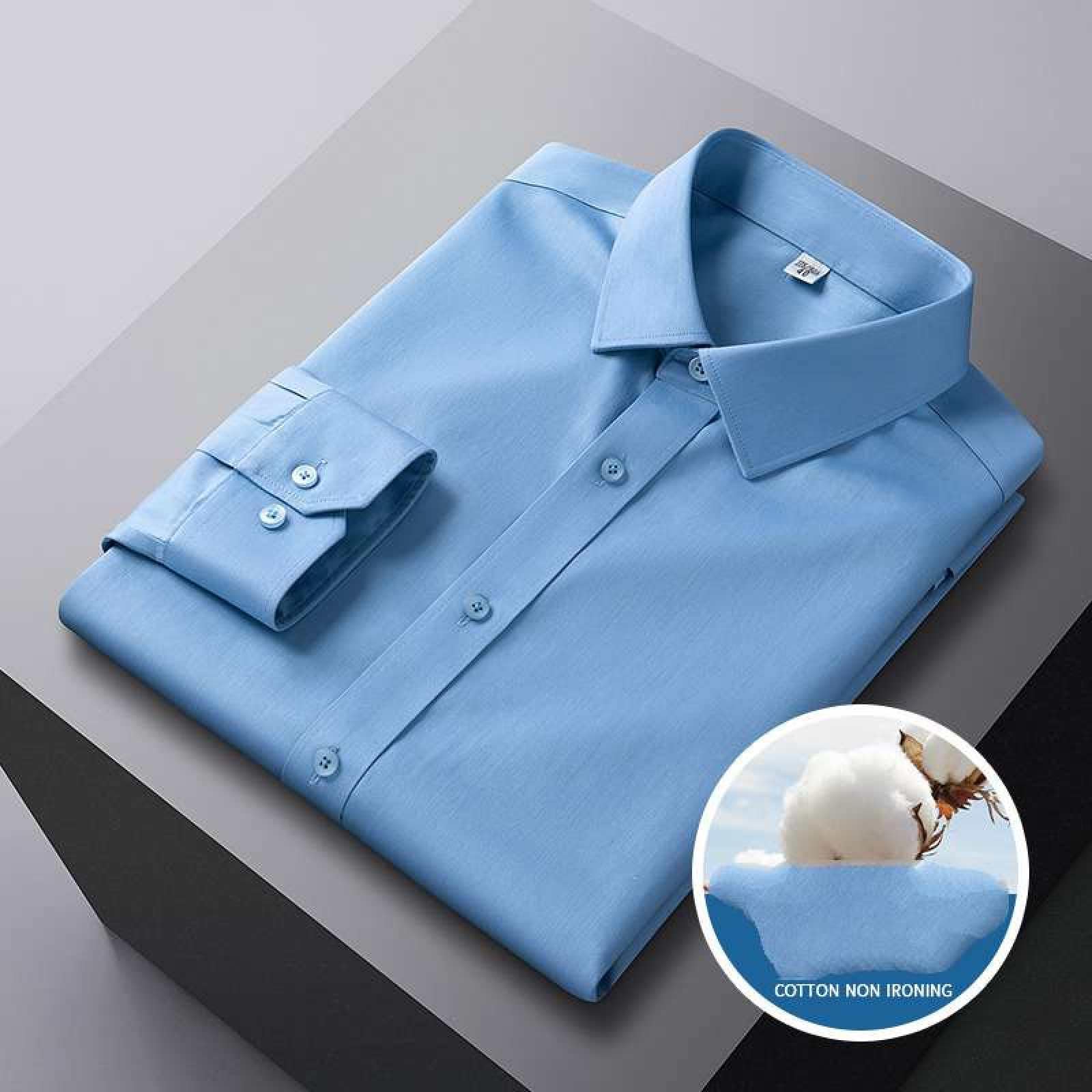 Herren-Langarmhemd Aus Baumwolle, Klassisch, Solide, Schmale Passform, Bügelfreie Hemden, Business-Hemden Für Herren, Atmungsaktive Cardigan-Oberteile Für Party, Hochzeit, Smokinghemd, Seew