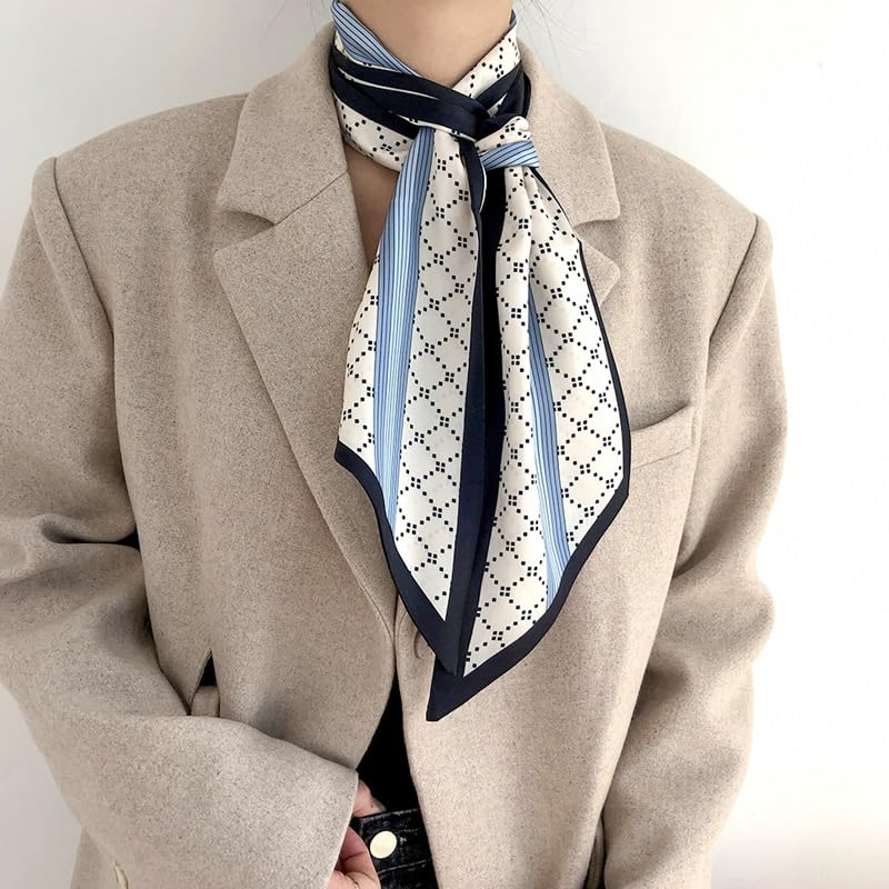 Image of Head Hair Scarf for Women,Silky Long Headscarf Purse Bag Scarfs for Handbag Fashion Satin Neck Scarves Accessories