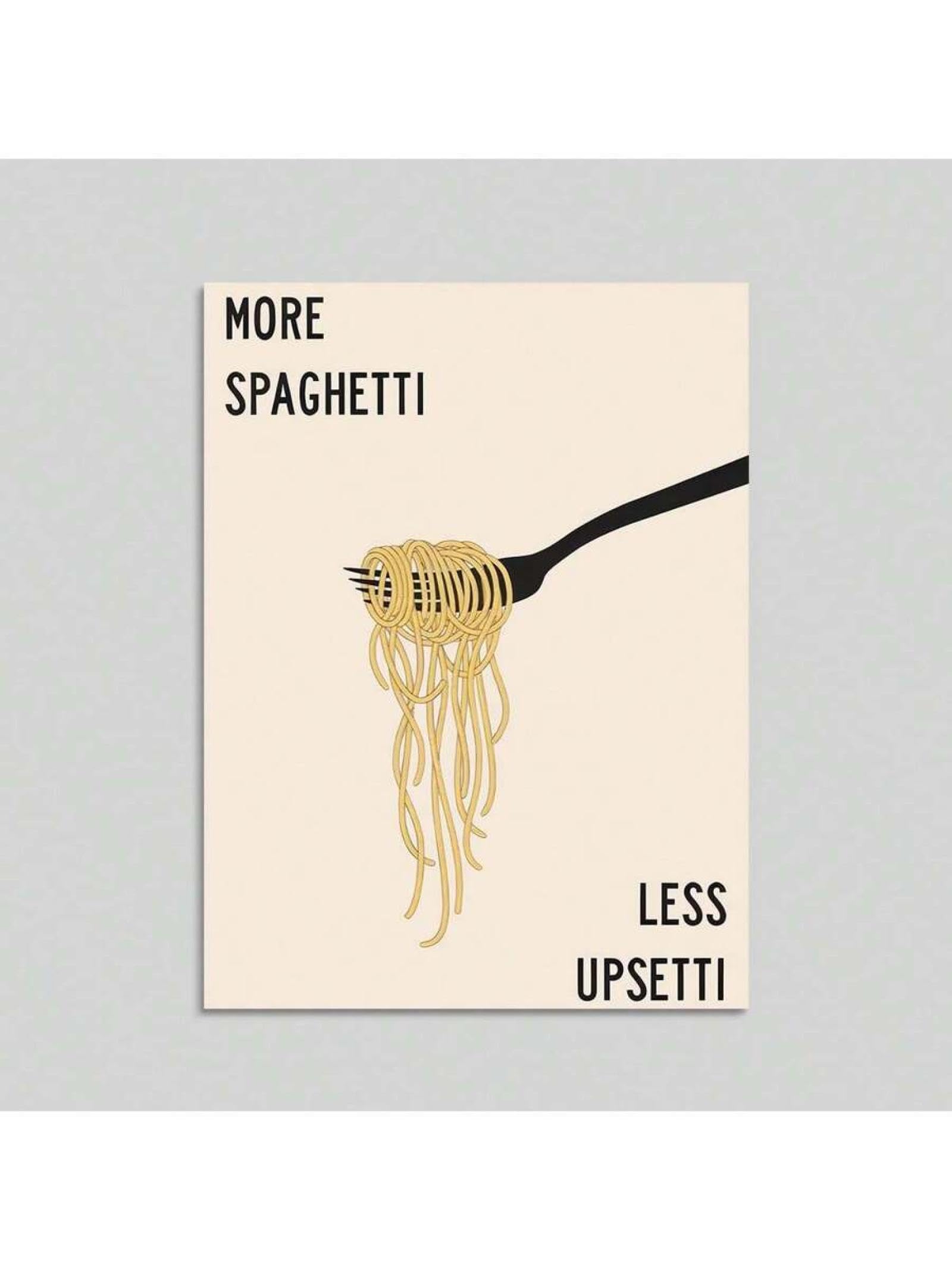Lianyibo Frameless 1Pc More Spaghetti, Less Upsetti Canvas Poster - Artistic Illustration For Home Decor Abstract Art Poster 30X40cm