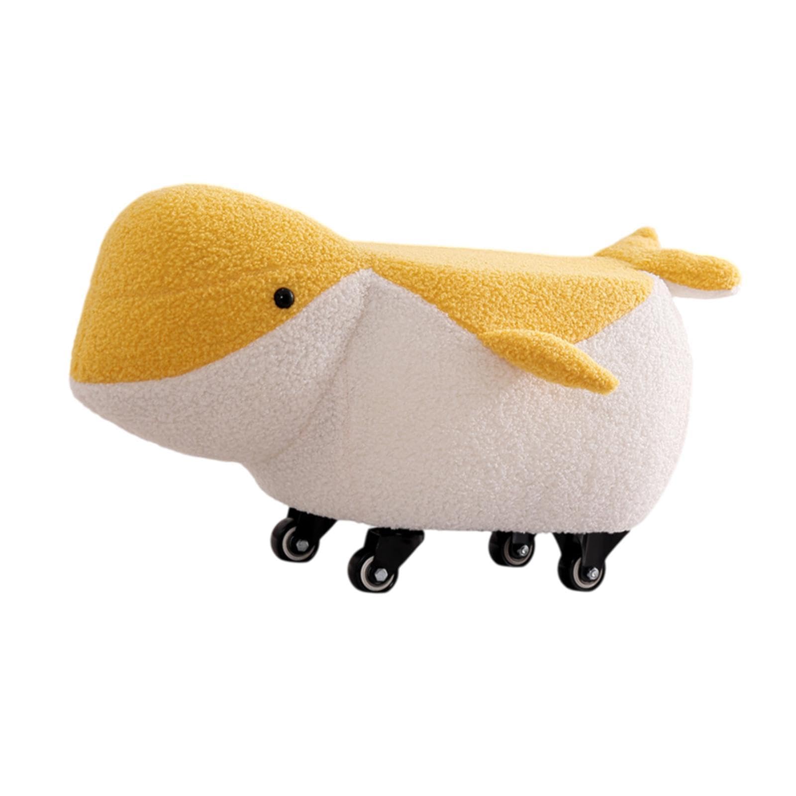 Pouf à roulettes jaune animalier petit format tabouret bas enfant