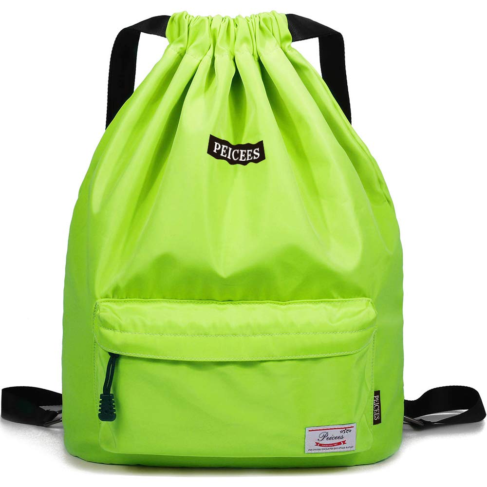 Peicees Waterproof Drawstring Sport Bag Lightweight Sackpack Backpack for Men and Women