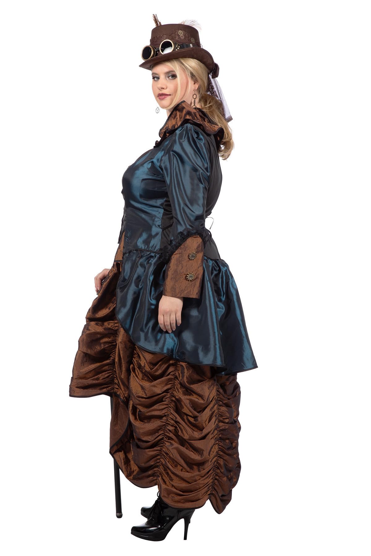 WILBERS & WILBERS 320341 - Steampunk kostium damski, sukienka z wysoką spódnicą, wiktoriański strój na karnawał, imprezę tematyczną