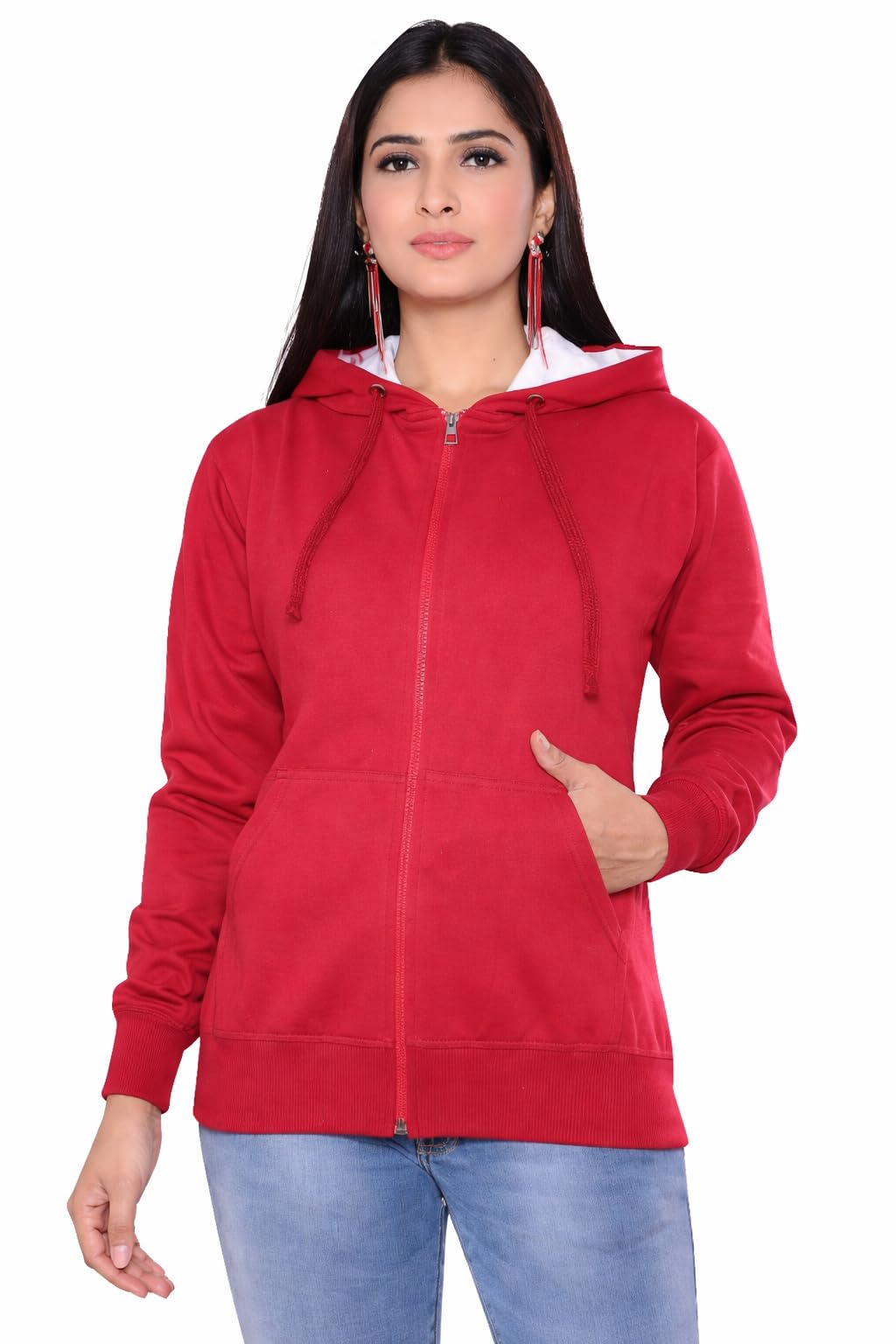dcns Women’s Zip-Up Hoodie with Hood, Front Pocket, Long Sleeves and Soft Fabric Comfort-picture-26
