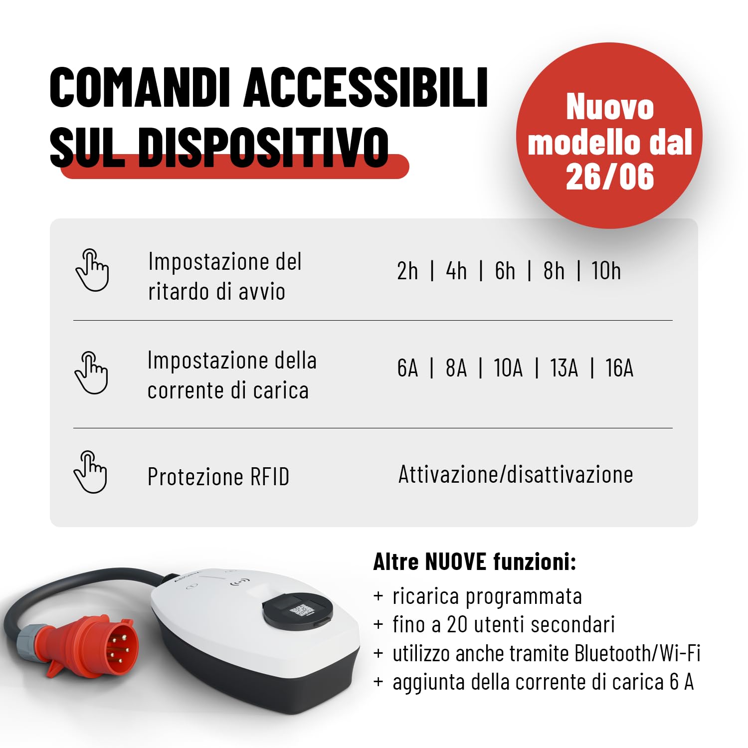 ABSINA Wallbox 11kW con App, Potenza di Ricarica Regolabile // Stazione CEE - wallbox trifase per i3, e-Up, ID.3, ID.4, Zoe, fortwo e Altro - colonnina Ricarica Auto elettrica | CEE - Stazione di ricarica mobile ad alta corrente, 11 kW, 3 fasi, per i3, e-