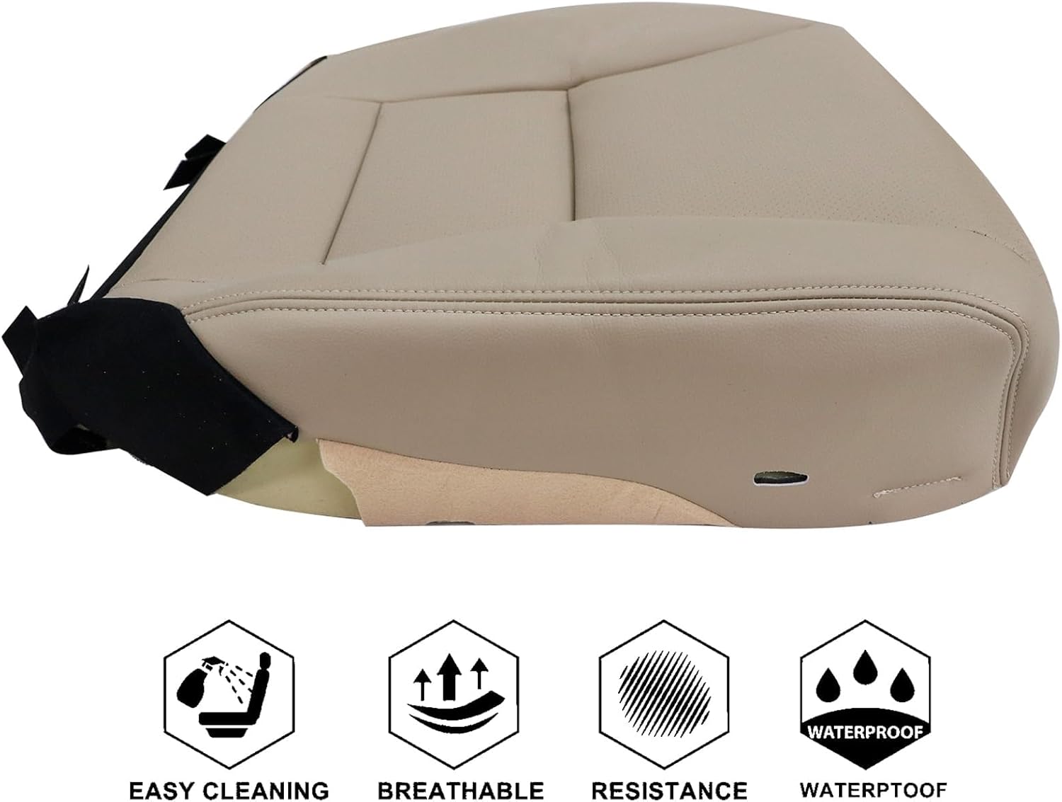 NLQR Front Driver Side Bottom Replacement Seat Cover Microfiber Leather Tan Compatible with Honda Accord Sedan 2013 2014 2015 2016 2017