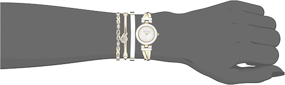 Anne Klein Women's Bangle Watch and Premium Crystal Accented Bracelet Set