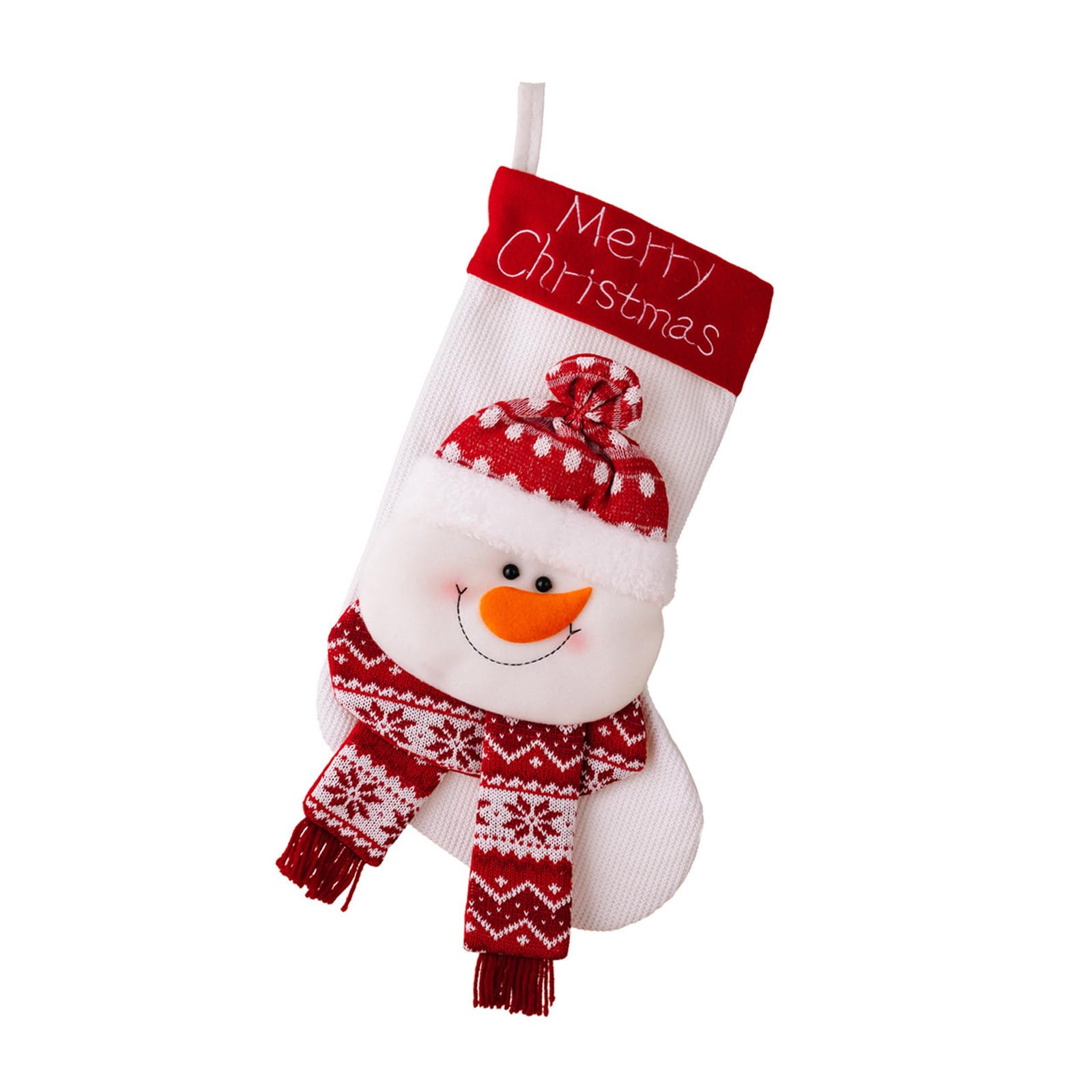 carotoe Christmas Stocking for Fireplaces Decoration Stylish Children Knitted Gifts Bag Santa/Snowman/Deer Hanging Ornament Holiday Decorative Pouches