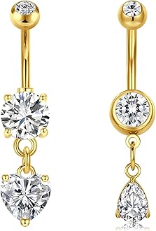 Funseedrr Belly Bars Navel Rings Sttainless Steel 14G 10mm Dangle Belly Button Piercing Curved Barbells Body Piercing Jewellery