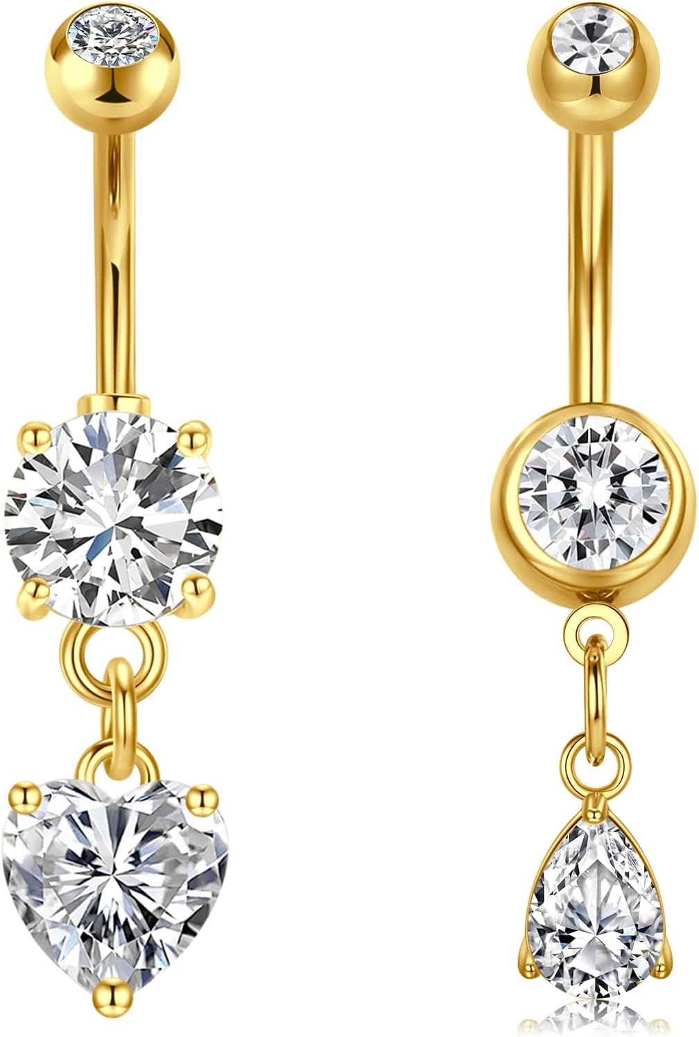 Funseedrr Belly Bars Navel Rings Sttainless Steel 14G 10mm Dangle Belly Button Piercing Curved Barbells Body Piercing Jewellery