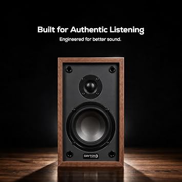 Dayton Audio Classic B40A Powered Bluetooth 5.0 Bookshelf Speakers 70W RMS 4 Inch Woofer 1 Inch Silk Dome Tweeter Class D Built-in Amplifier RCA Input for Music TV PC and Turntable Wood