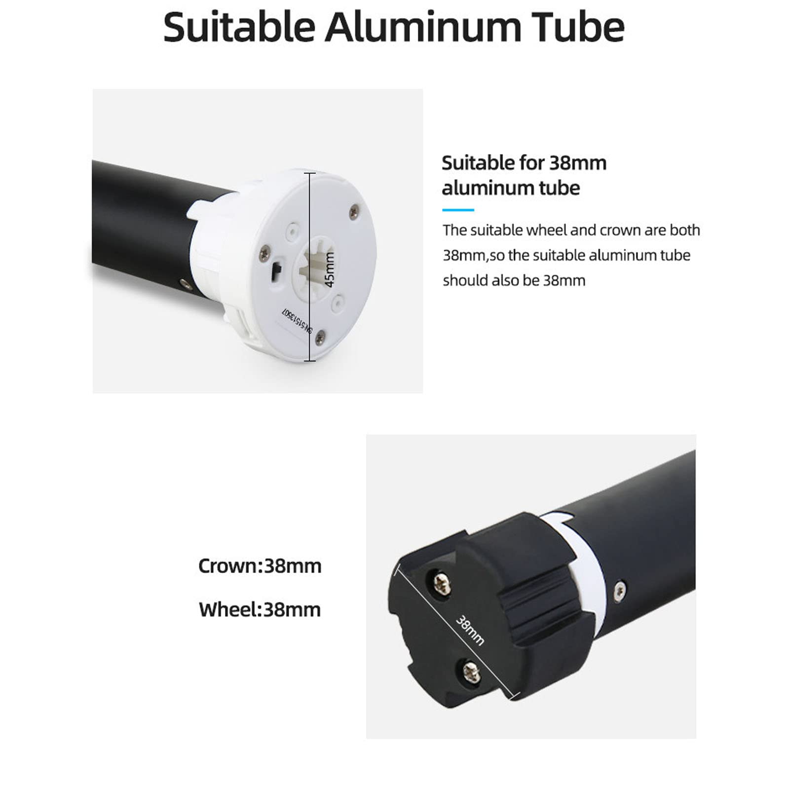 Motore elettrico per tende a rullo intelligente ricaricabile tubolare a rullo per tende parasole compatibile con tubo da 38 mm 40 mm DC7,4 V