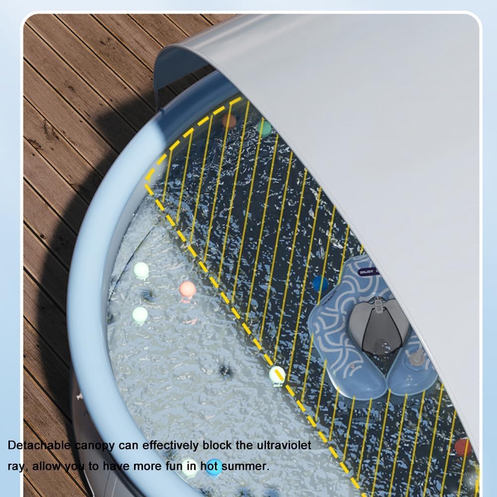 Piscina Redonda Inflable con Toldo Extraíble, Piscina Plegable con Bomba de Aire Automática, para Jardín y Exterior (300cm)