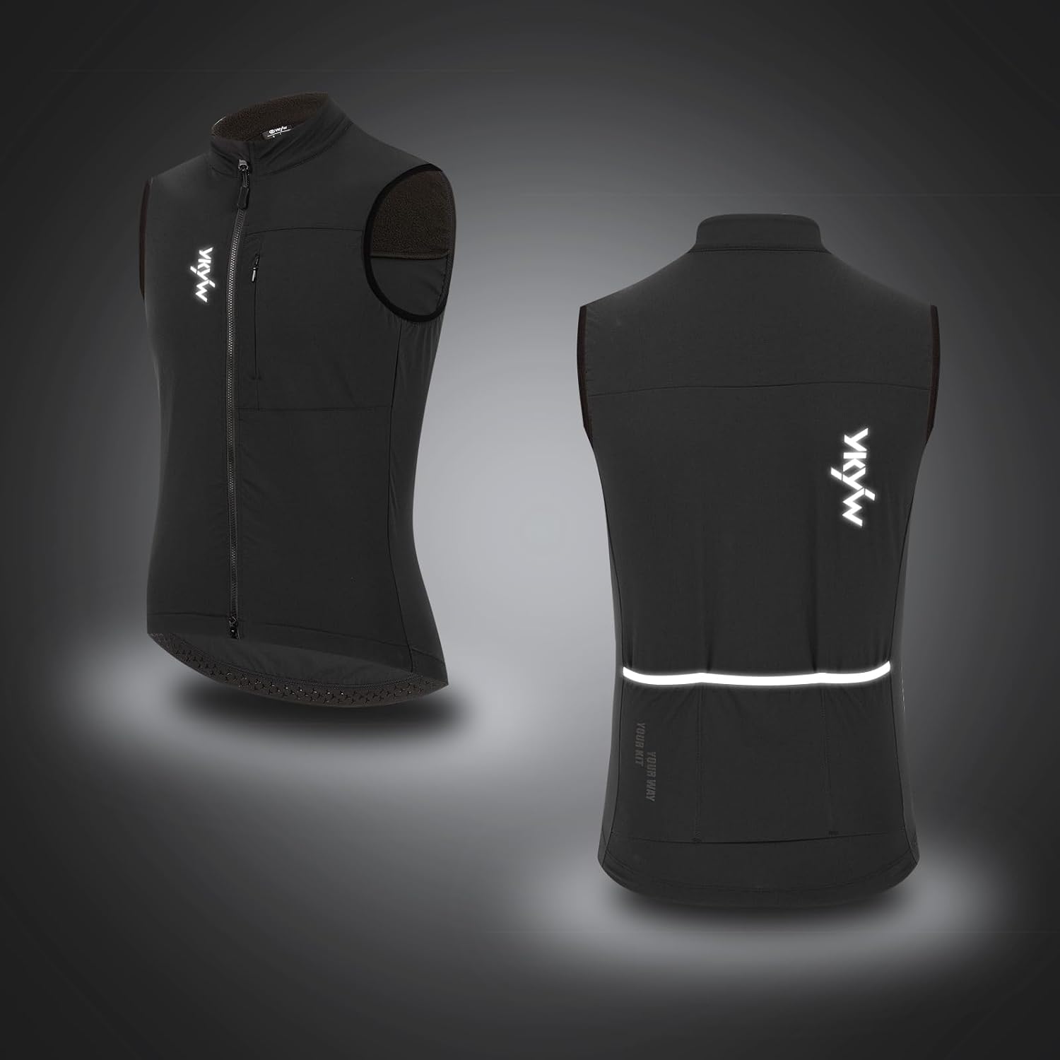 YKYWBIKE Cycling Vest for Men Sleeveless Cycling Jacket Fleece Biking Vest Ykk Full Zip Cycling Gilet Windproof Bike Vest Waterproof Bicycle Gilet - Image 6