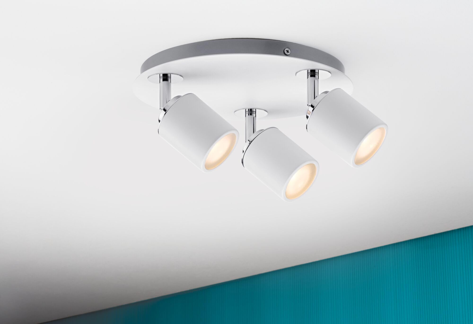 Paulmann 66719 Spotlight Tube IP44 Rondell max 3x10W GU10 Weiß/Chrom 230V Metall 667.19 Deckenleuchte Lampe LED Deckenlamp ohne Leuchtmittel