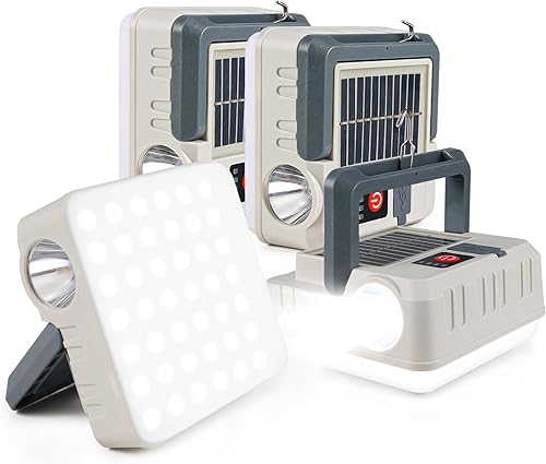 Paquete de 4 linternas portátiles de energía solar, linternas para cortes de energía, 5 modos de luz, luces LED de campamento, linterna de linterna,
