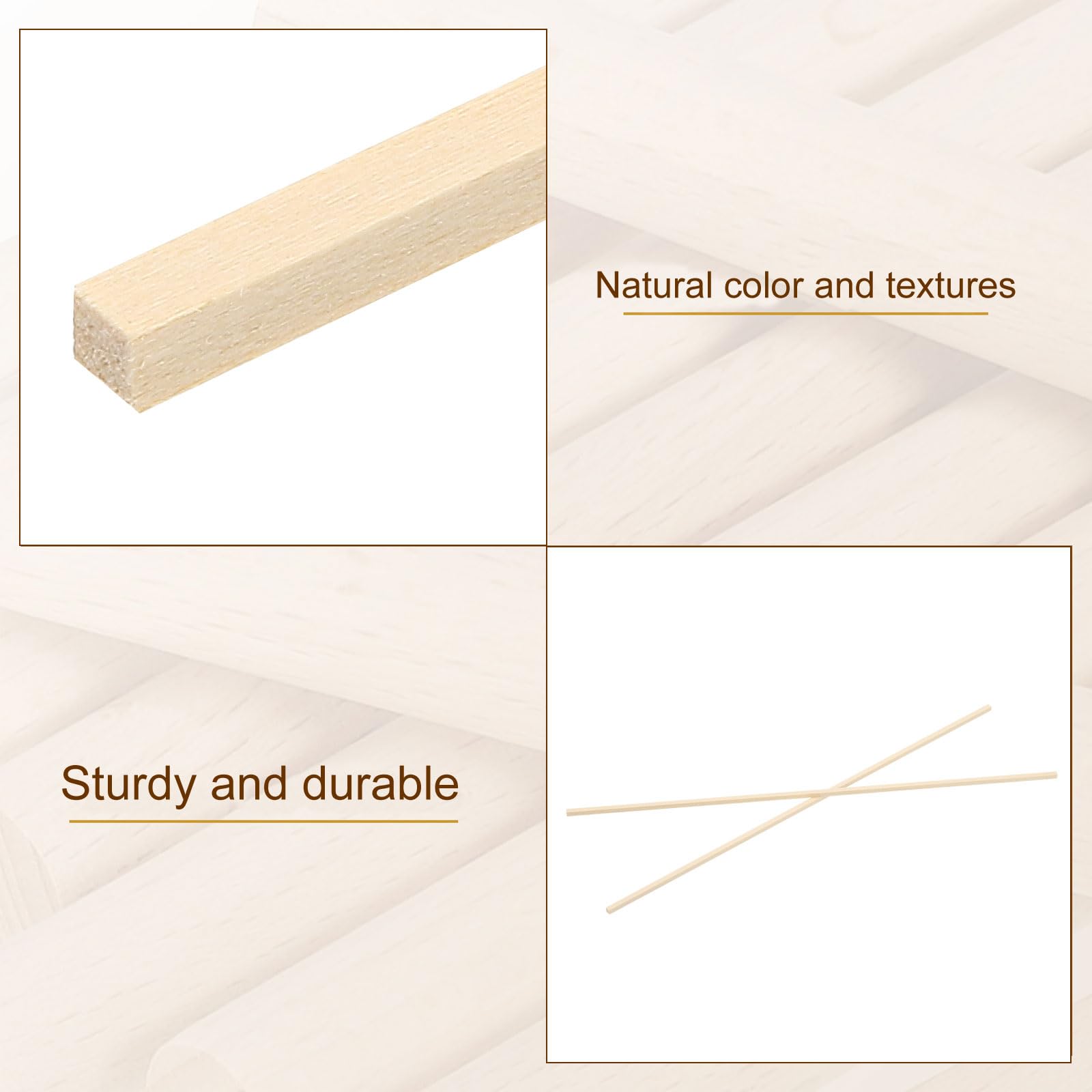 PATIKIL 1/8 Inch Dowel Rods Wood Sticks, 120 Pcs 12 Inch Long Square Wooden Dowels Unfinished Hardwood Sticks for Craft DIY Supplies - Image 3
