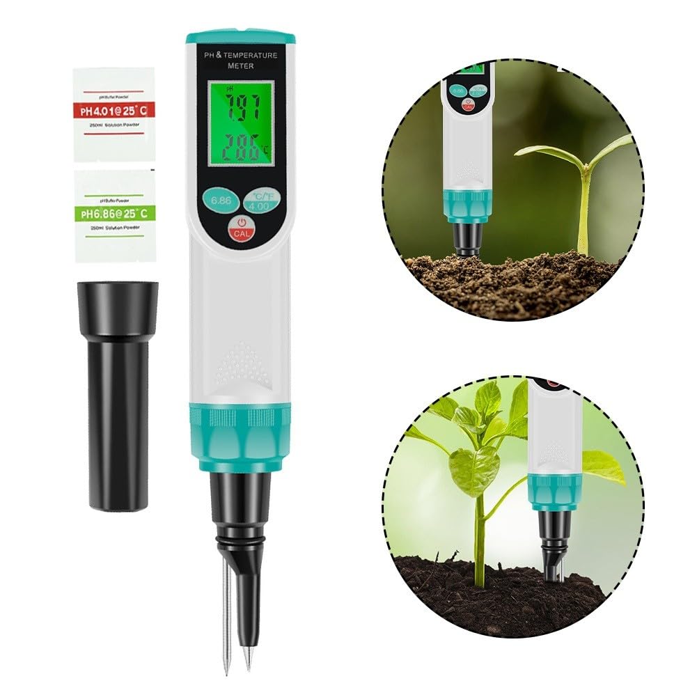 Misuratore di pH digitale per alimenti con sonda di temperatura, per calibrazione automatica e pasta madre ATC, carne, formaggio, suolo e giardinaggio