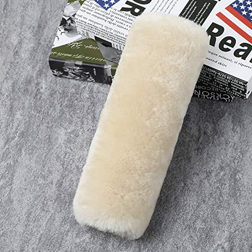 Image of OGLAND 2 Pack Sheepskin Car Seat Belt Cover Pads | Wool Seatbelt Cushions