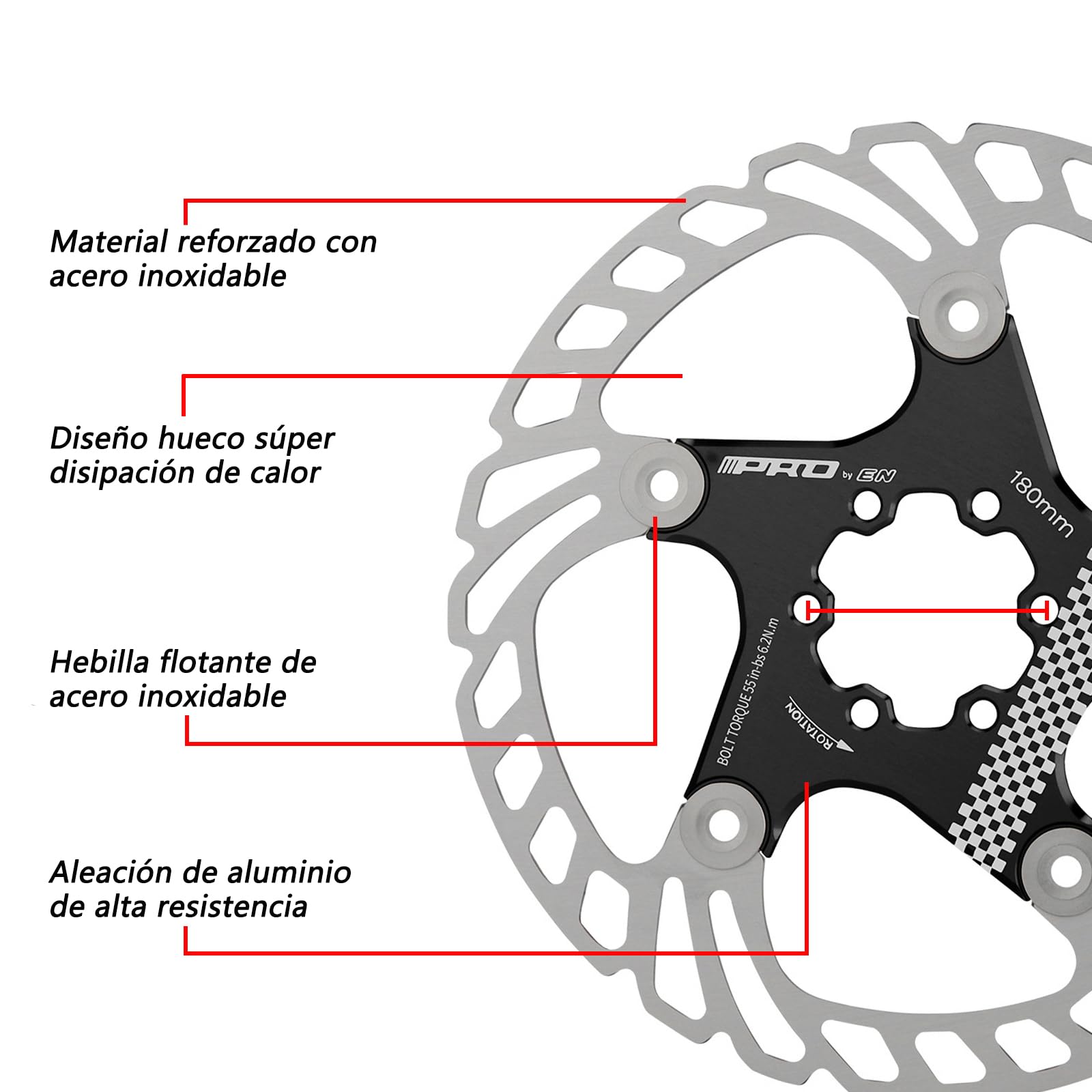 Disco de freno de bicicleta 160 mm 180 mm 203 mm disco de freno de bicicleta rotor de freno flotante adecuado para bicicletas de carretera, bicicletas de montaña, MTB, BMX (Negro, 203mm)