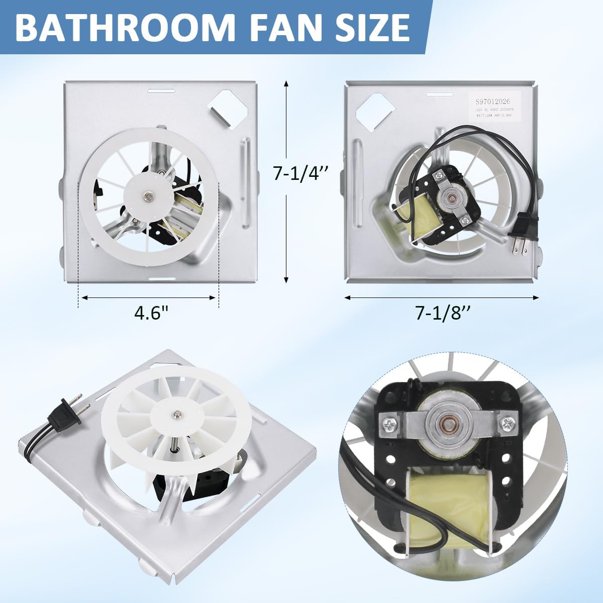 C350BN Replacement Motor/Wheel for Bathroom Fan Motor (696N A housing), S97012026 Replacement Fan for Br-oan-Nu-Tone 663, 670, 671, 688, 689, BP90, BP46