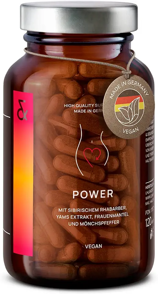 Die Heilpflanze Sibirischer Rhabarber hilft in den Wechseljahren 5 CLAV® Power – Frauen Hormonbalance – 120 vegane Kapseln – mit Mönchspfeffer, Yamswurzel, Frauenmantel & Rotklee – Salbei & Rhabarber Extrakt – Für Frauen – Made in Germany