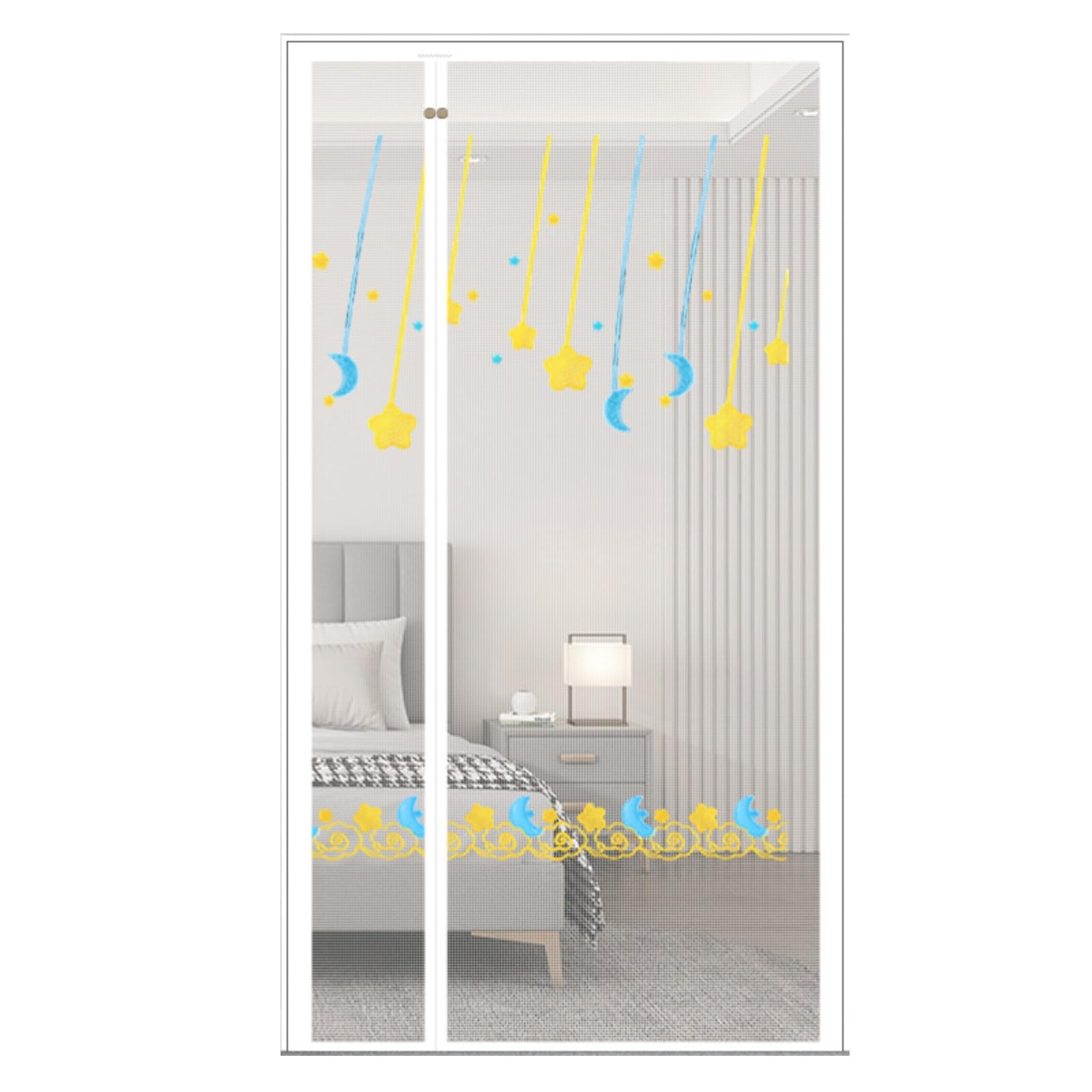 Porte moustiquaire magnétique 34x82in rideau de porte en maille shooting star