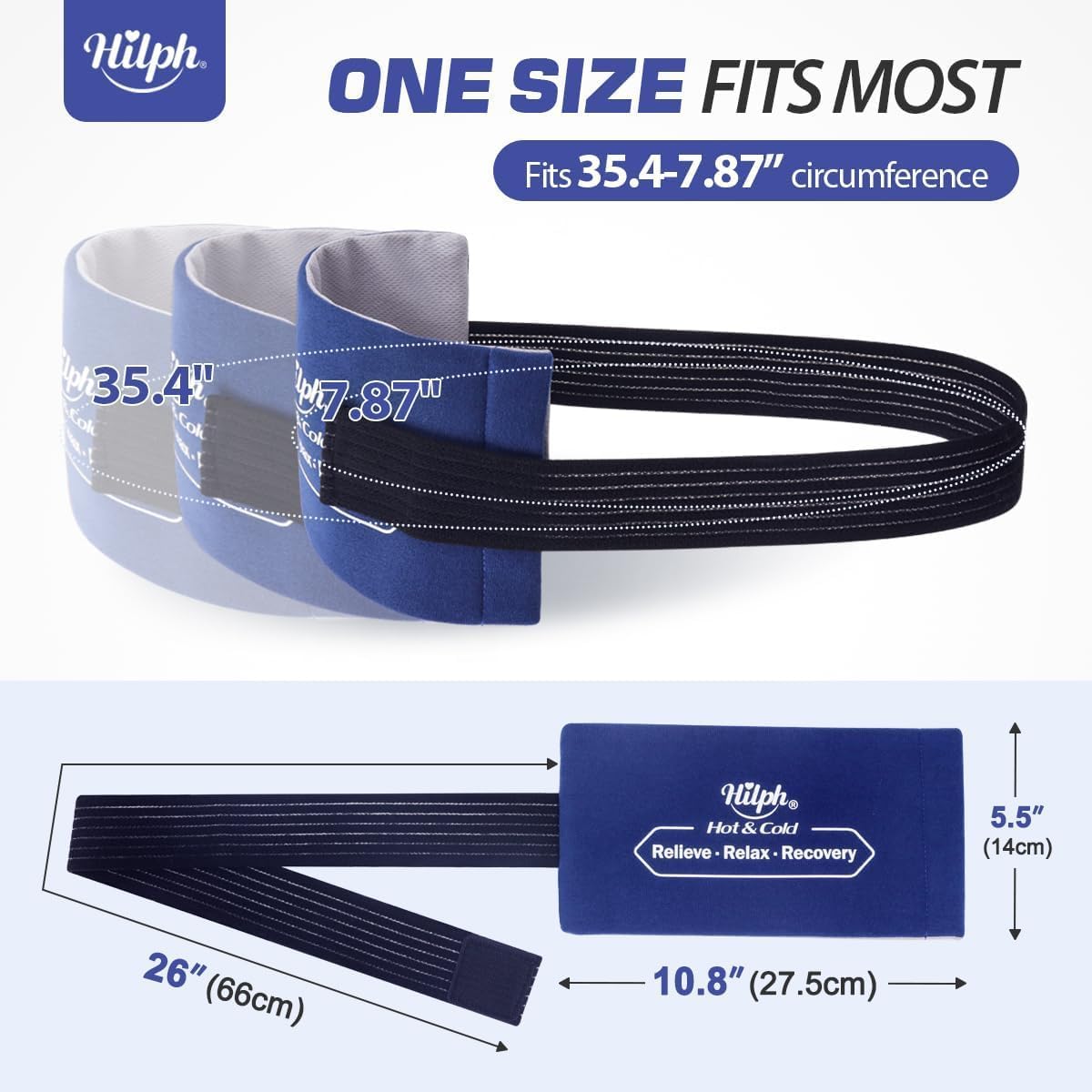 Hilph Ice Packs for Injuries Reusable (2-Piece Set), Large Gel Hot Cold Ice Packs with Strap for Back, Shoulder, Hip and Knee, Flexible Ice Wrap Cold Compress for Joints & Muscle Pain (10.8" x 5.5") - Image 6