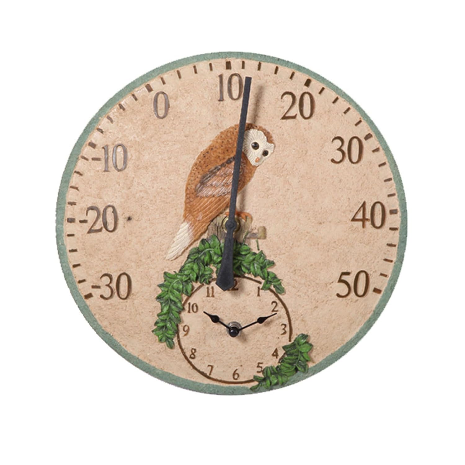 QINGFAN Outdoor Indoor Thermometers with Clock 12" Hanging Digital Weather Thermometers for Home Garden Outside Patio Decors