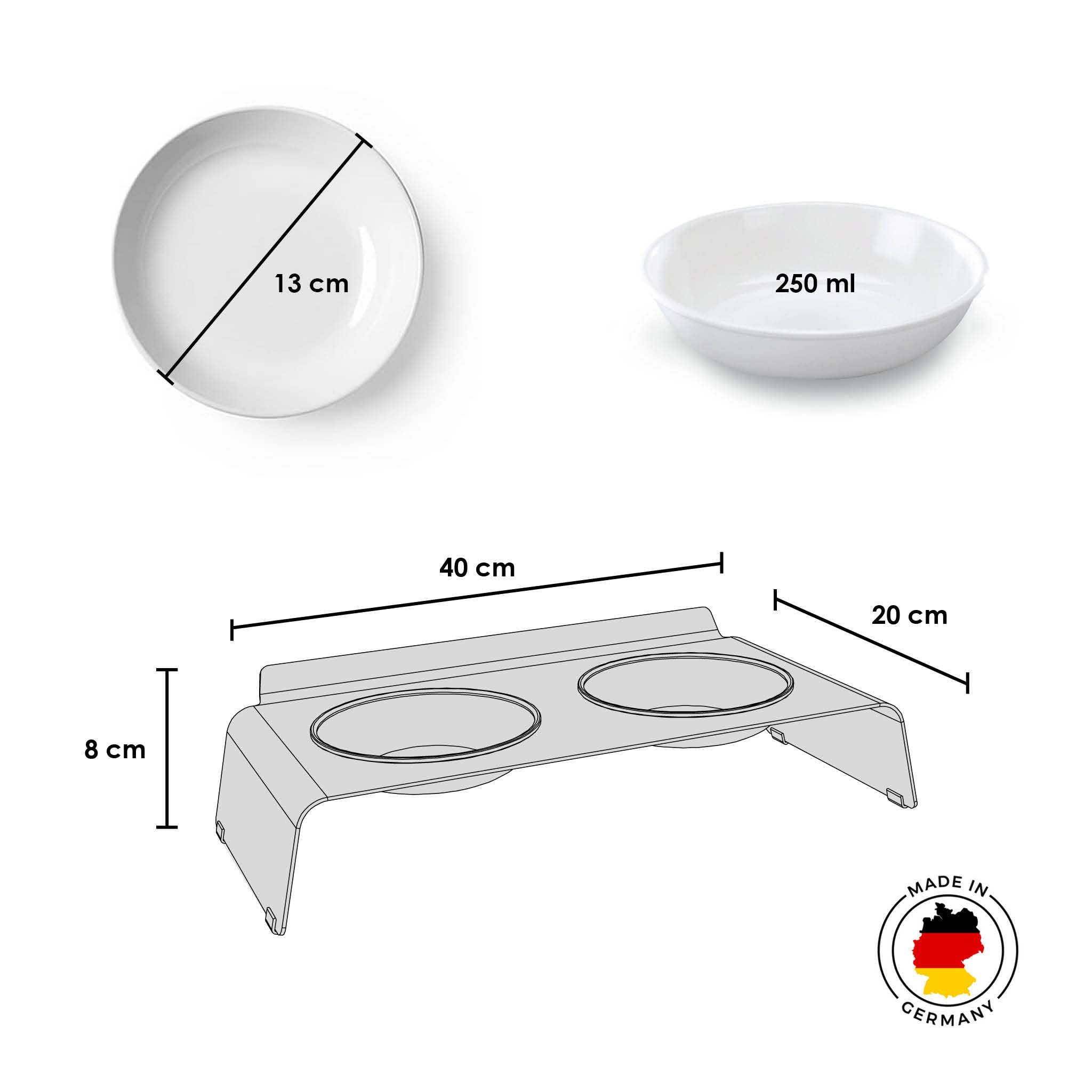 LucyBalu® Dine Doppia mangiatoia per gatti in metallo I Antracite