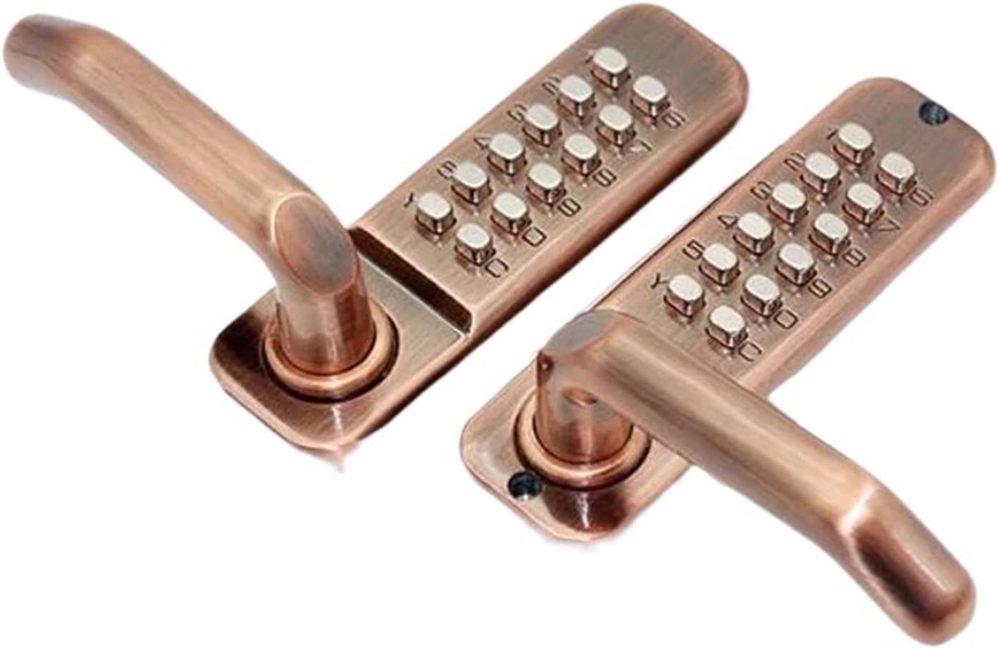 Long Handle Keyless Mechanical Digital Door Lock Password Keypad Home Garden Yard Wooden Iron Gate Lock Pushbutton(Silver Single Side)