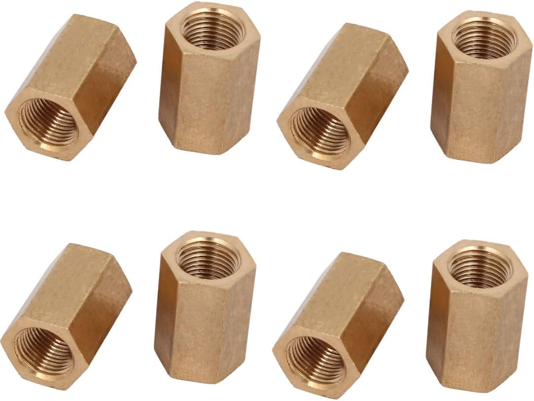 1/8BSP Female Power Tool Thread Straight Hex Fitting Rod Coupling Nut Brass Tone 8pcs Model:68as551qo63
