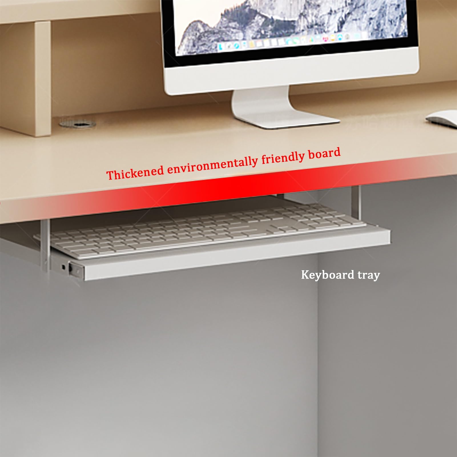 Genérico Mostrador de recepción Moderno y Elegante con cajón con Cerradura y Bandeja para Teclado, Mesa de mostrador para comercios con Acabado en mármol (140x60x100cm),