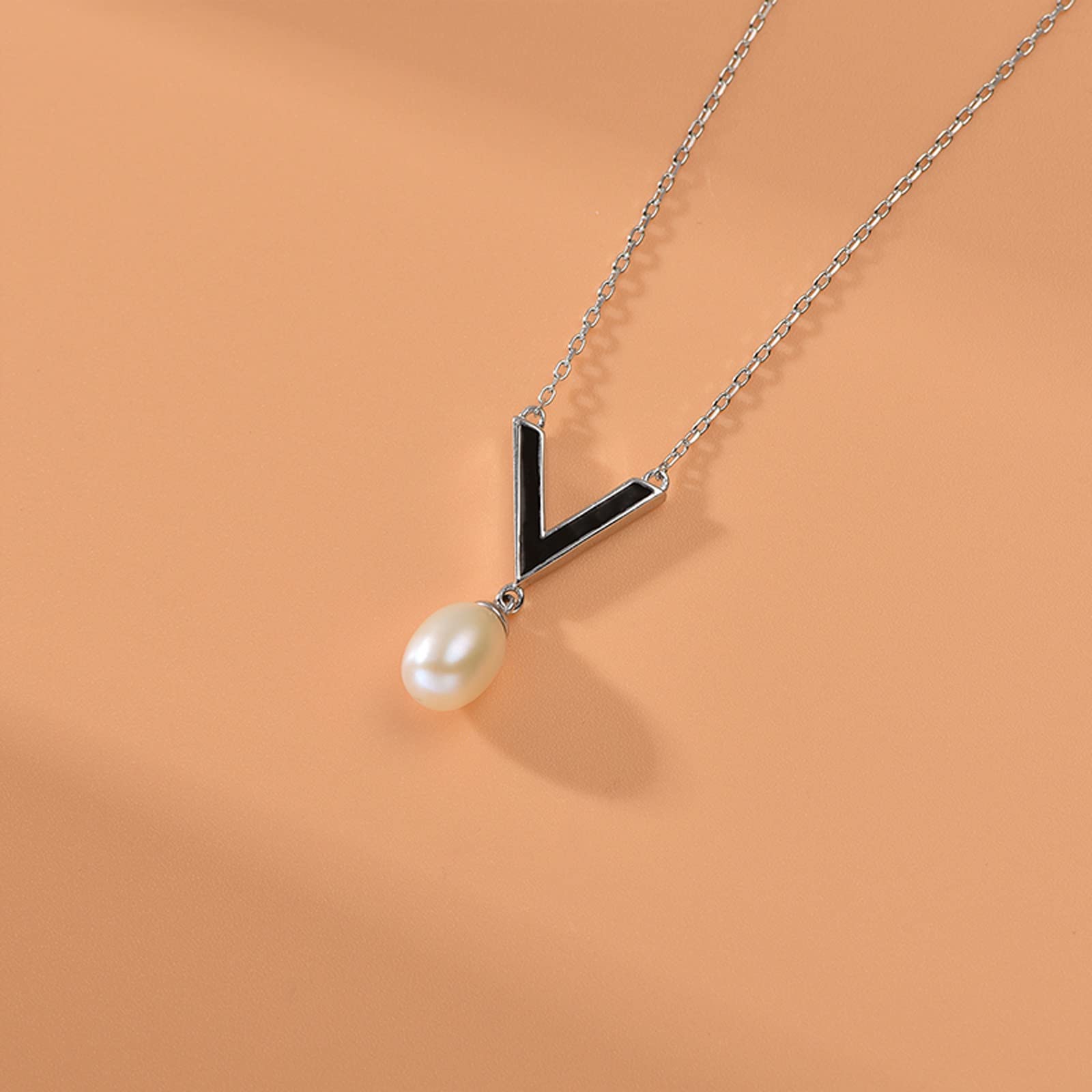 MOCHAMIK Accessori per Ragazze Gioielli/collane Collana s925 Catena con Ciondolo di Perle d'Acqua Dolce 6-7mm a Forma di Goccia Gioielli Femminili alla ciondoli da Donna Regalo di Compleanno