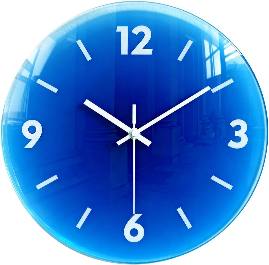12 in Modern Wall Clock, Silent Glass Clock, Decorative Wall Clocks for Living Room Kitchen Office Bedroom (Orange)