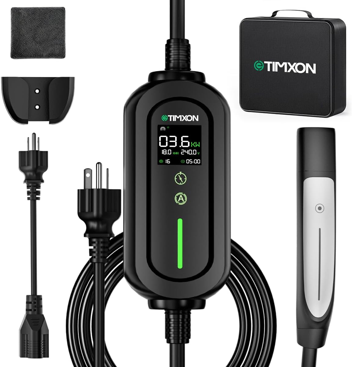Level 2 & Level 1 EV Charger for Tesla Mobile Charging,16A,ETL Certified with 25ft Extension Cable,NACS Connector,NEMA 6-20P to 5-15P Adapter,Electric Car EV Charger for Tesla Model Y/X/3/S