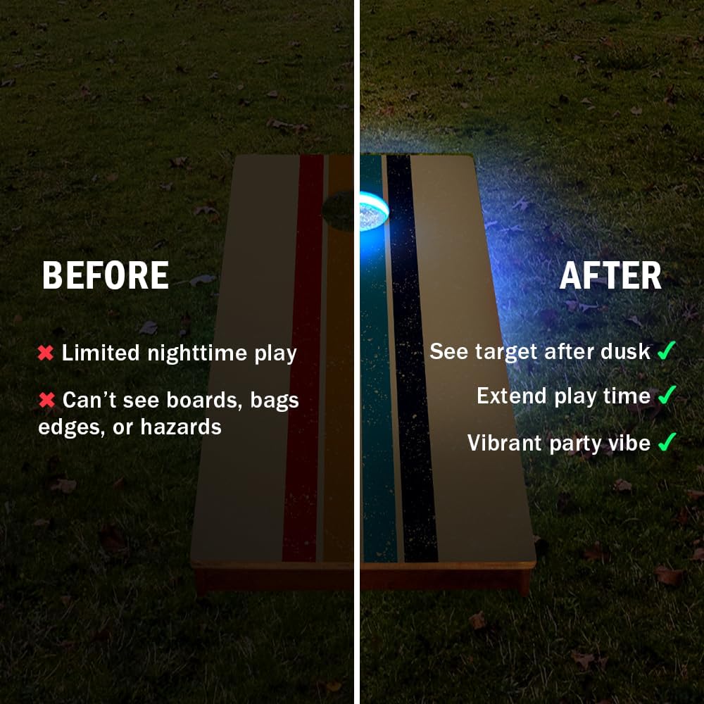 ACA Eclipse LED Cornhole Board Ring Lights 2-Pack with Complete Hardware Kit | 16 Colors - 4 Modes - Remote Included