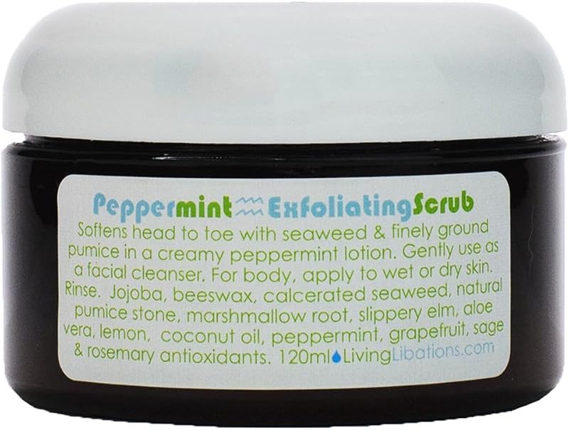 LIVING LIBATIONS Esfoliante Corporal de Hortelã-Pimenta com Algas Marinhas e Pedra-Pomes, 120 mL