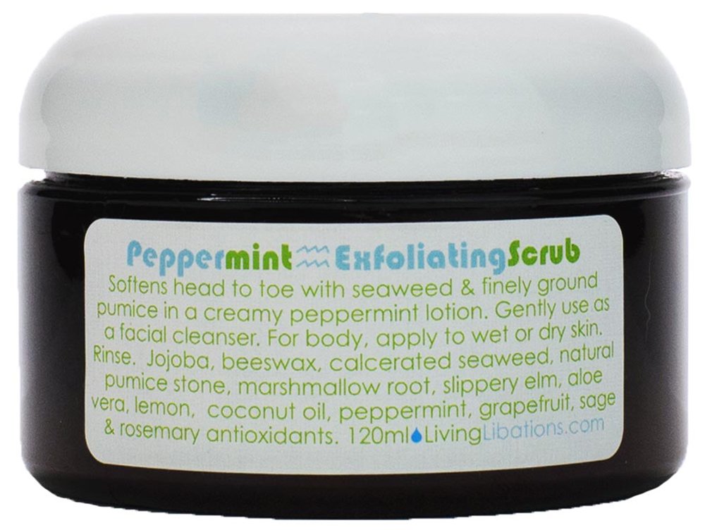 Living Libations – Organic Peppermint Exfoliating Scrub | Natural, Wildcrafted Clean Beauty (4 oz | 120 ml)