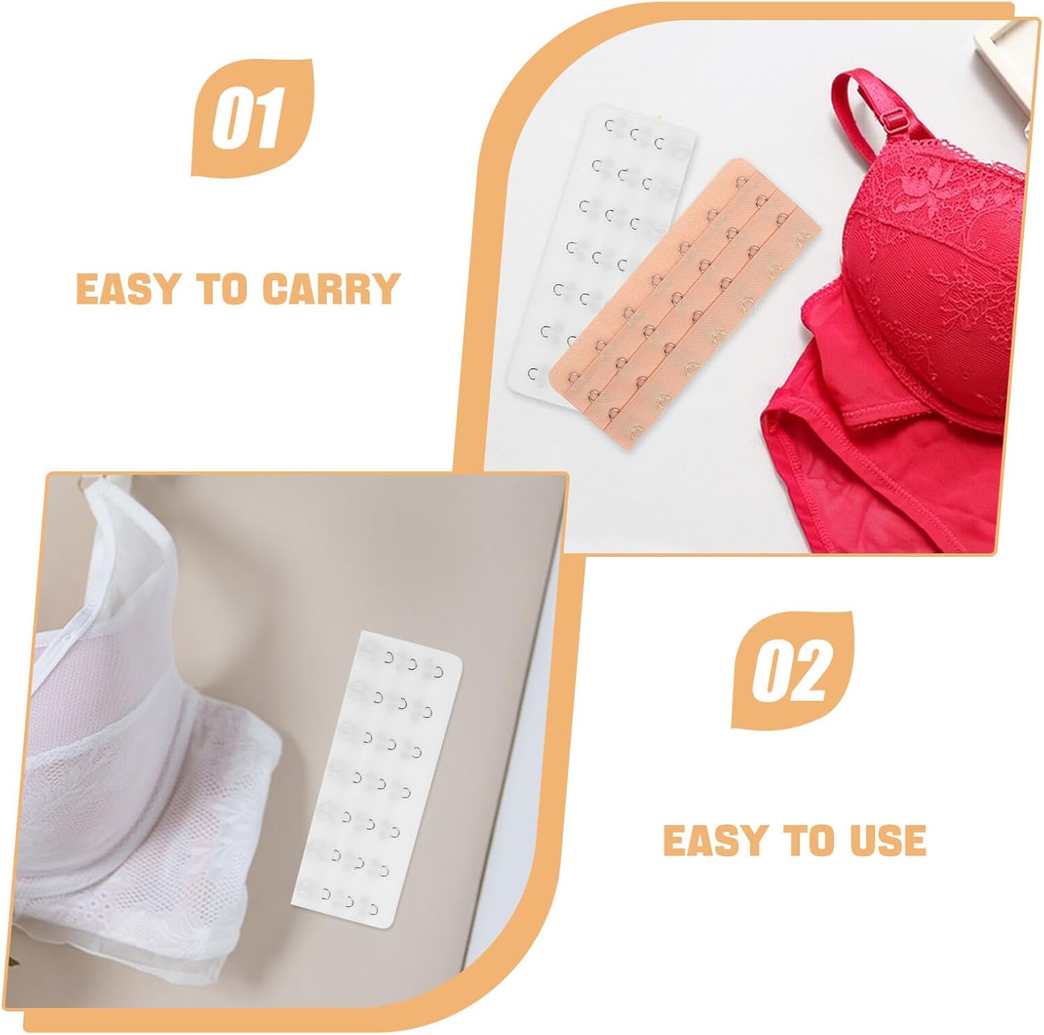 Uonlytech Bra Extenders 3 Row Polyester Replacement 7 Hook 16pcs image 3